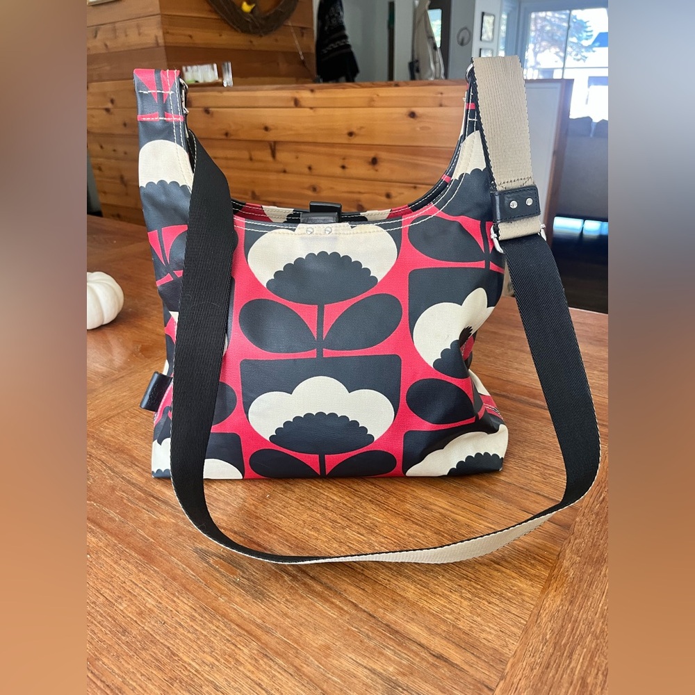 Orla Kiely Black and Red Patterned Shoulder Bag